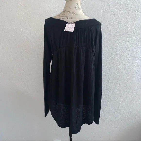 Free People Henley Waffle Knit Longsleeve Blouse - Picture 7 of 10